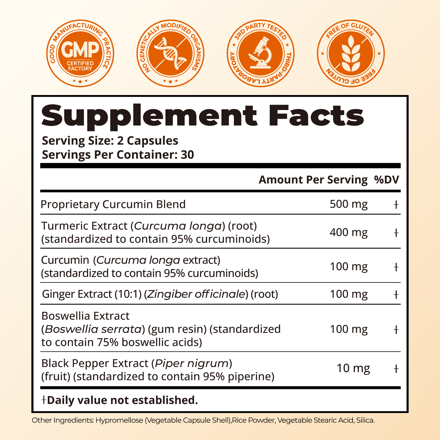 Turmeric Curcumin Supplement with Black Pepper & Ginger