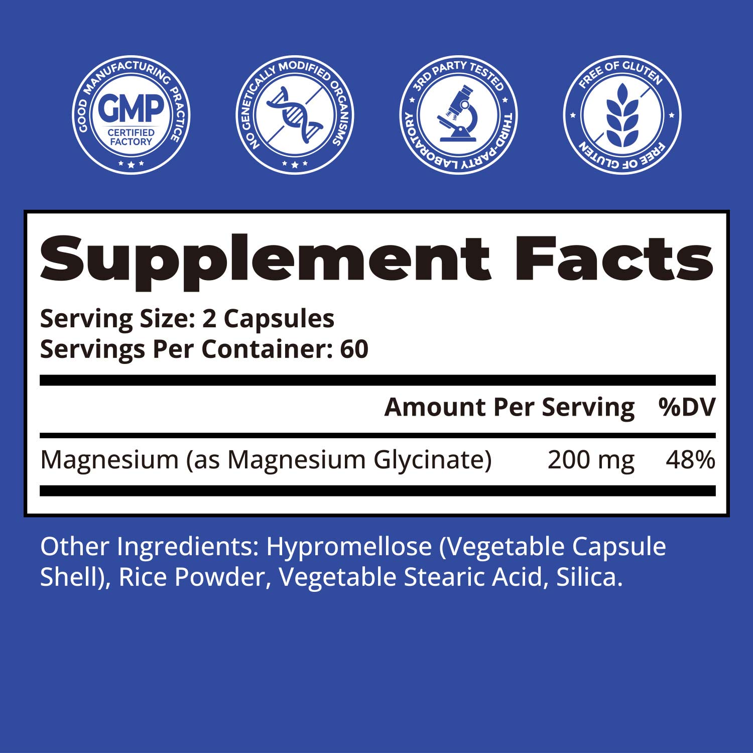 Magnesium Glycinate 200mg (120 Capsules)