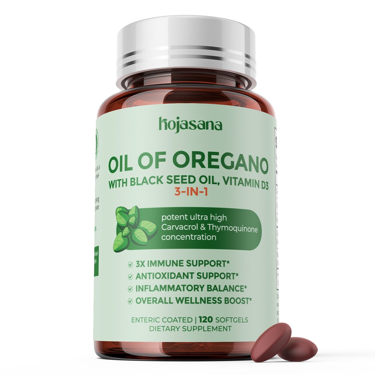 Oil of Oregano with Black Seed Oil Softgels, Vitamin D3